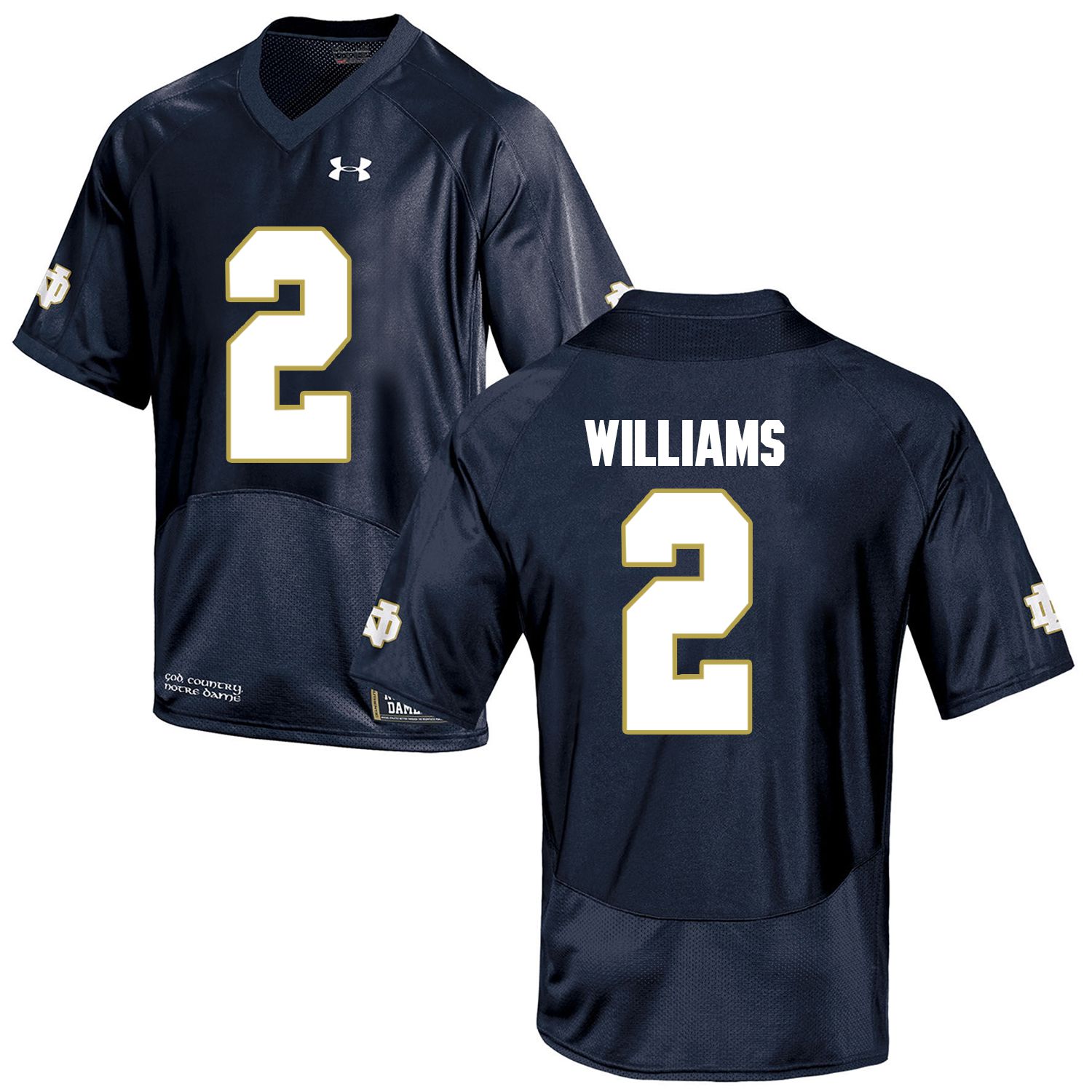 Men Norte Dame Fighting Irish #2 Williams Navy Blue Customized NCAA Jerseys->->Custom Jersey